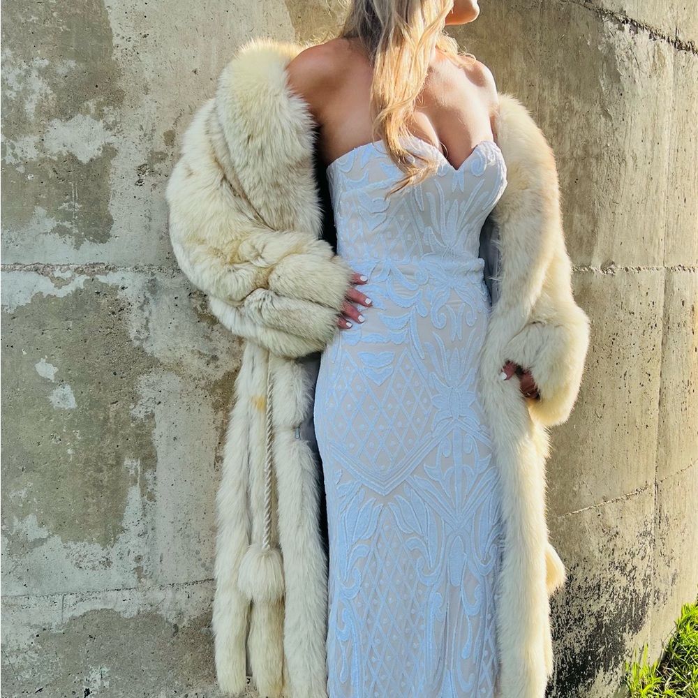 Strapless Nude Mermaid Dress with White sequin detail (Small)